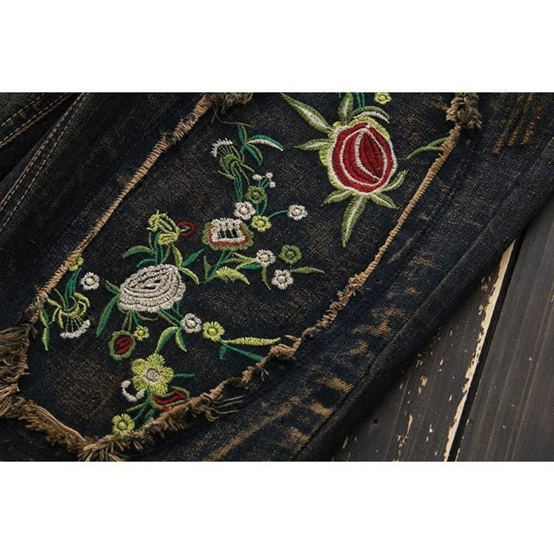 Spring Autumn Women Jeans Plus Size Elastic Waist Loose Denim Harem Pants Embroidery Vintage Ripped good quality D106 210512
