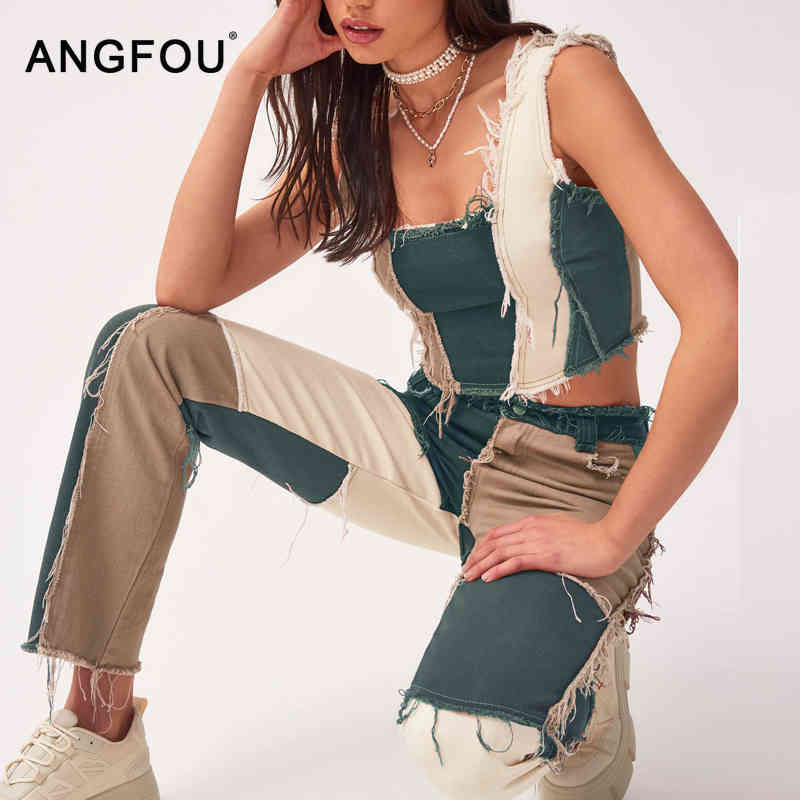 Fashion Ladies Patchwork Vest Summer Sleeveless Denim Vest Cropped Woman Sexy Clothes Women Short Tank Club Denim Top 210515