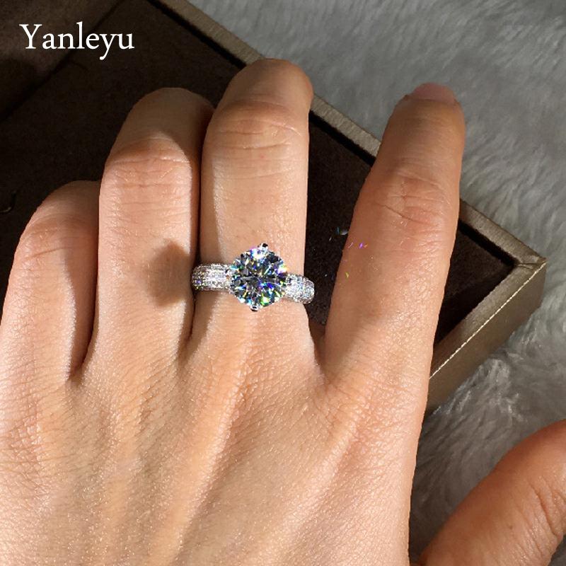 Cluster Rings Yanleyu Classic Promise Wedding Ring Finger Jewelry Original 925 Sterling Silver Round Monsanite Engagement For Women PR386
Cluster Rings Yanleyu Classic Promise Wedding Ring Finger Jewelry Original 925 Sterling Silver Round Monsanite Engagement For Women PR386