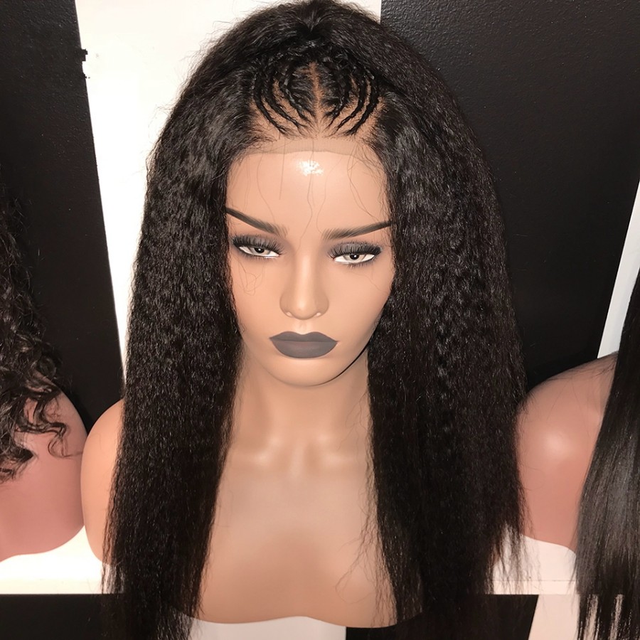 Yaki Straight 13x4 Lace Front Brazilian Wigs With Baby Hair 200 Density Synthetic Wig For Black Women