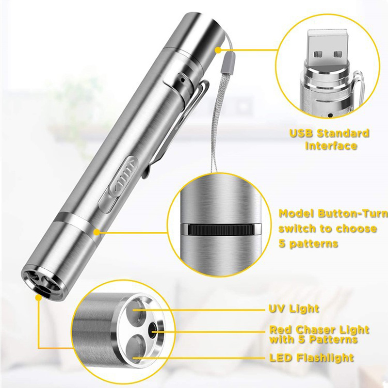 1PC Laser Pet Cat Toys USB Charging Cats Command Light Training Tools Pointer Laser Pen Interactive Toy Laser Light Pet Toy