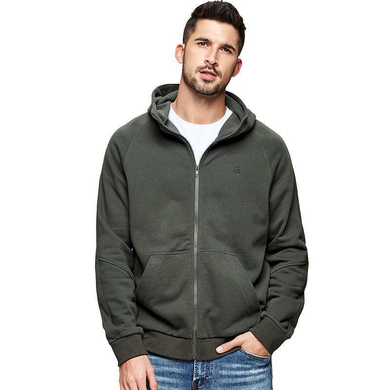 KUEGOU 100% Cotton autumn men hoodies male sweatshirts Streetwear cardigan coat Sports Casual Wear Zipper top MW-2288 210813