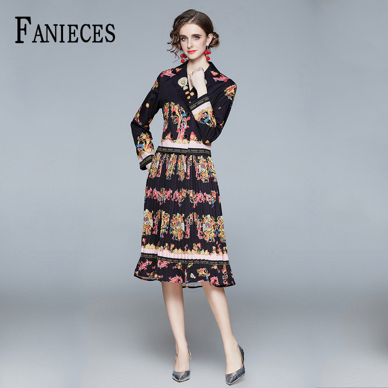 Autumn Summer Fashion Runway Skirt Suit Women's Black Print Dress Blouse Shirt + Skirts Casual Two Piece Sets chandal mujer 210520
Autumn Summer Fashion Runway Skirt Suit Women's Black Print Dress Blouse Shirt + Skirts Casual Two Piece Sets chandal mujer 210520
