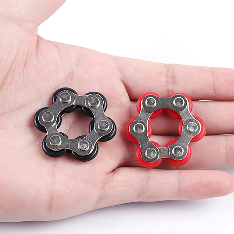 Fidget Toys 6 Knots Bicycle Roller Bike Chain Stainless Steel Metal Ring Anti Stress Relief Sensory Birthday Easter Gift for Adults Kids Children Boys
