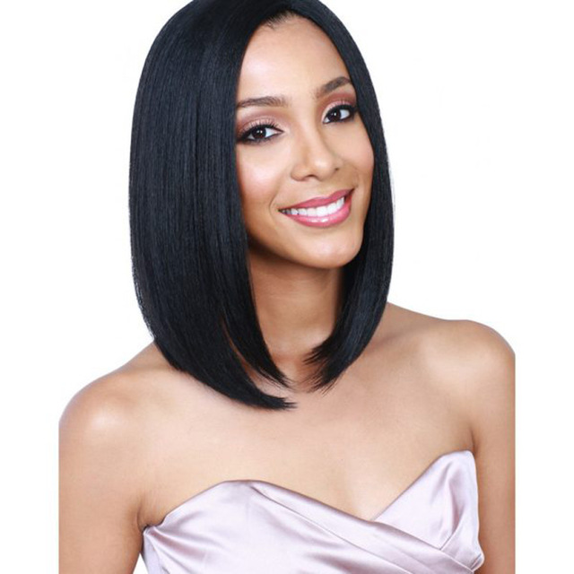 women wigs Medium part bangs straight hair shoulder-length fashion wig set for black women