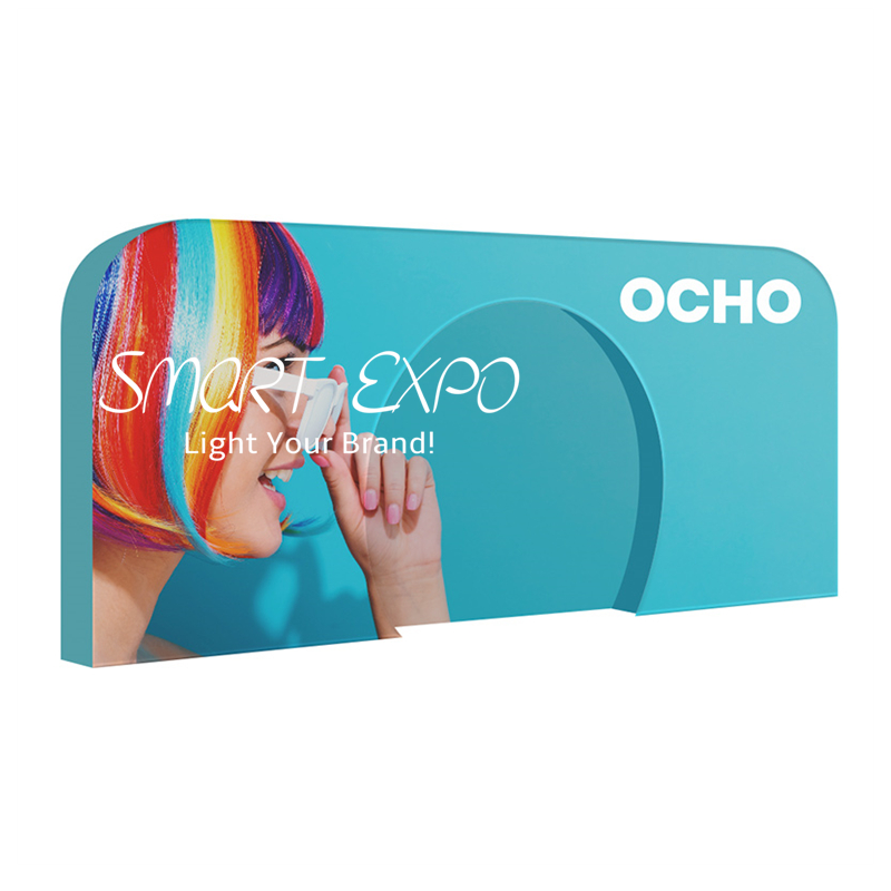 Large Concave Exhibition Advertising Display Box Wall Stand with Strong Dia43mm Aluminum Tubing Structure Circle Cave Design Tension Fabric Printing