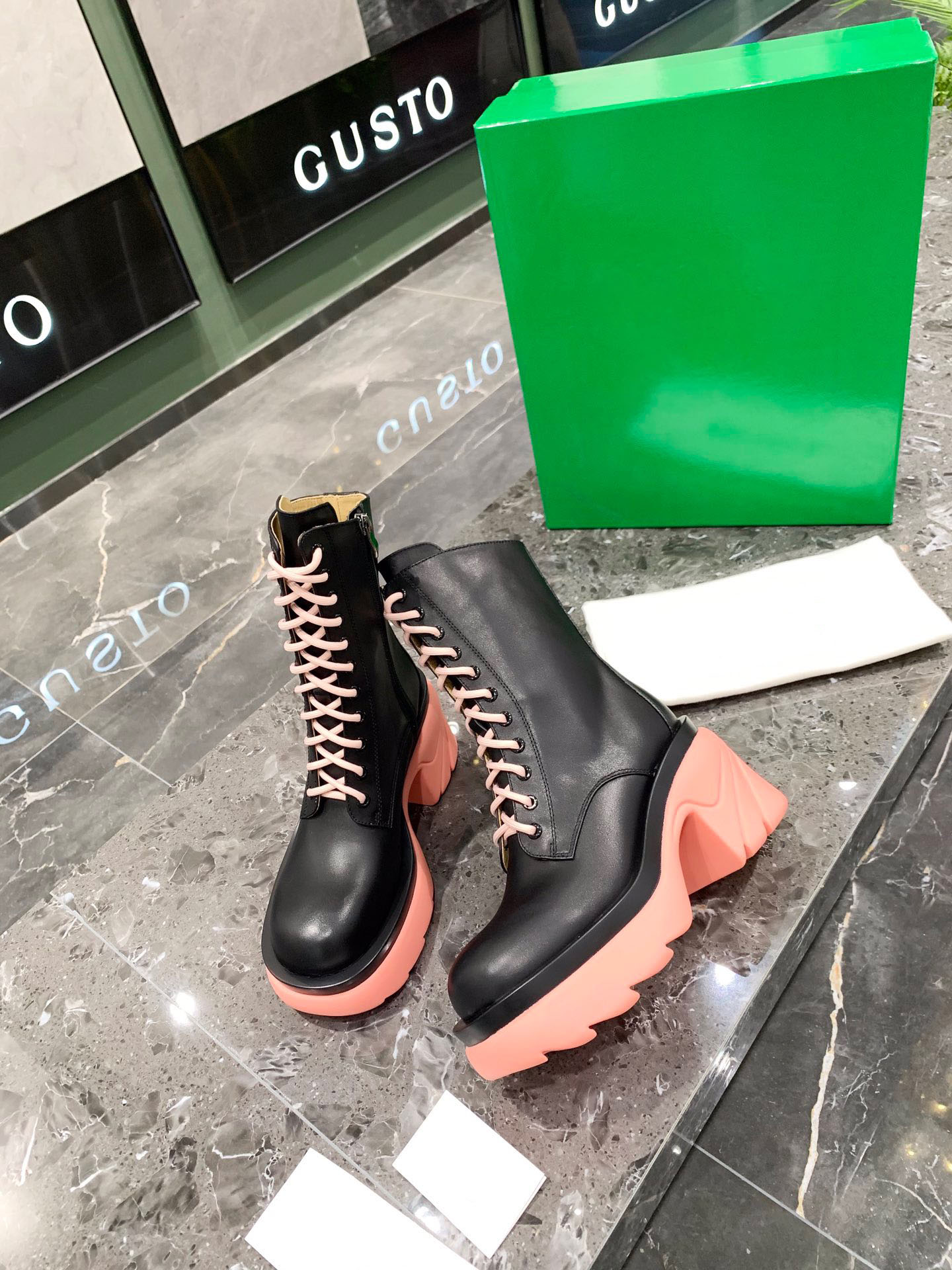 Multicolor jelly outsole women's low heel boots strap side zipper design leather material size 35-40