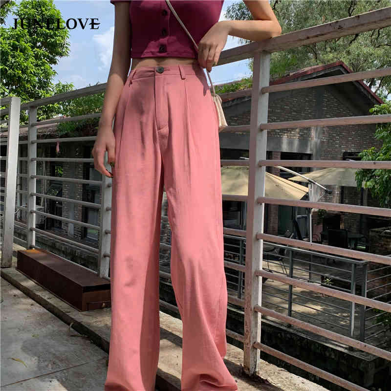 Wonder elegant long loose pants vintage high waist wide leg female casual street bottoms 210510