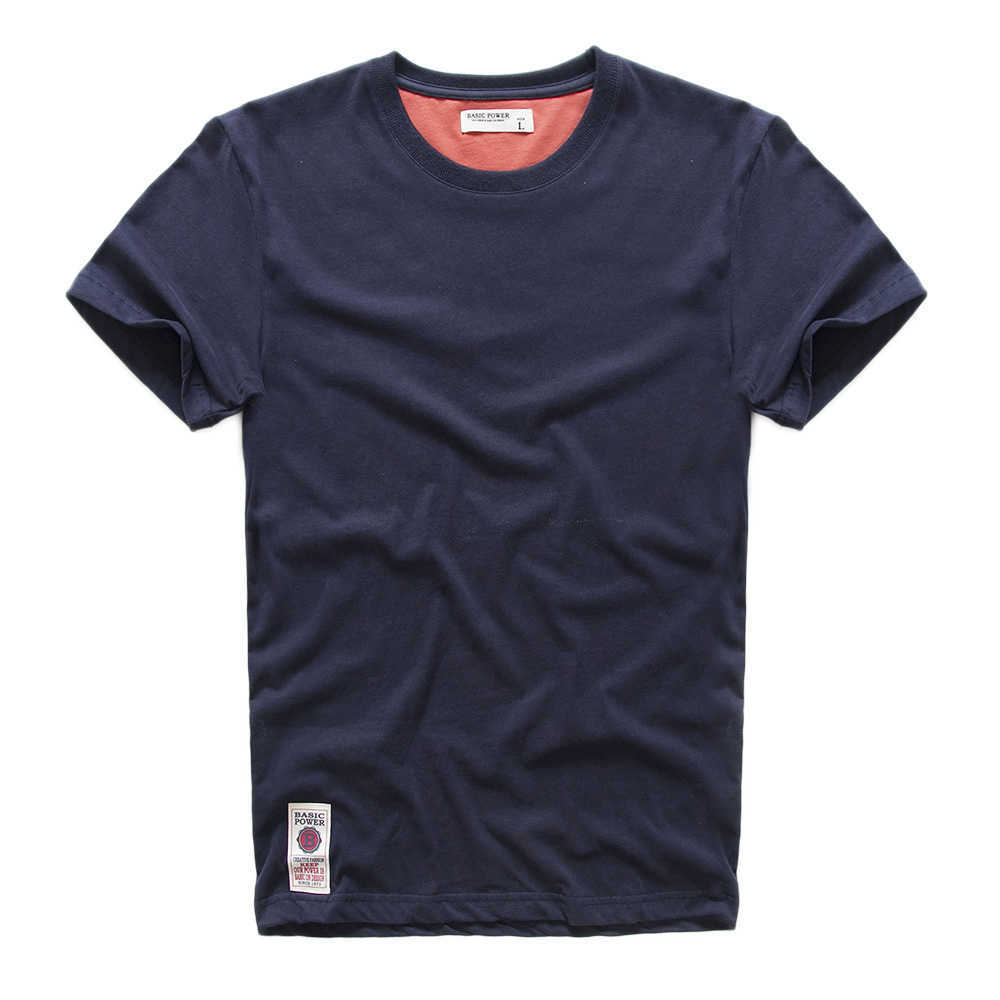 VOMINT Mens Cotton Solid T-Shirt Short Sleeve T-shirt Multi Pure Color Fancy Yarns T Shirt color wine brown white lblue 210707
