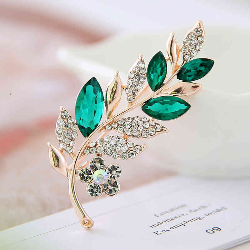 Brooch Hengrao Classic Lovers Leaf High Grade Alloy Diamond Suit Pin