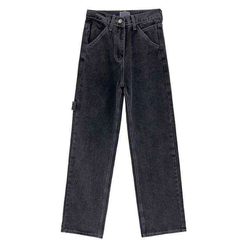 High Waist Pants Jeans for Women Loose Wide Leg Jean Streetwear Woman Denim Casual Straight Distressed Solid 5XL 211129