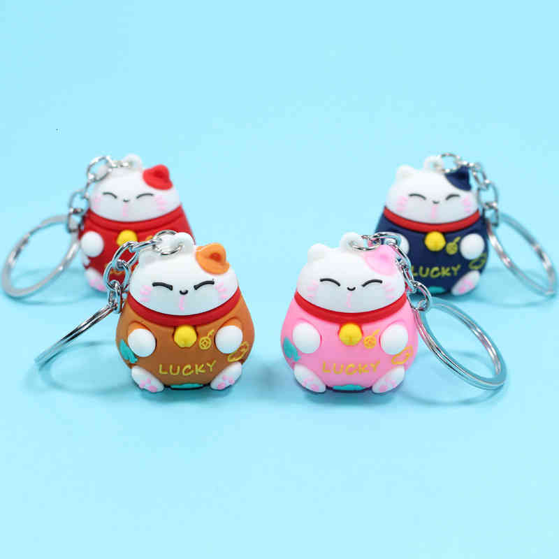 Key Rings China Fengfu Bag Zhaocai Cat Chain Creative Cartoon Pendant Small Gift Couple