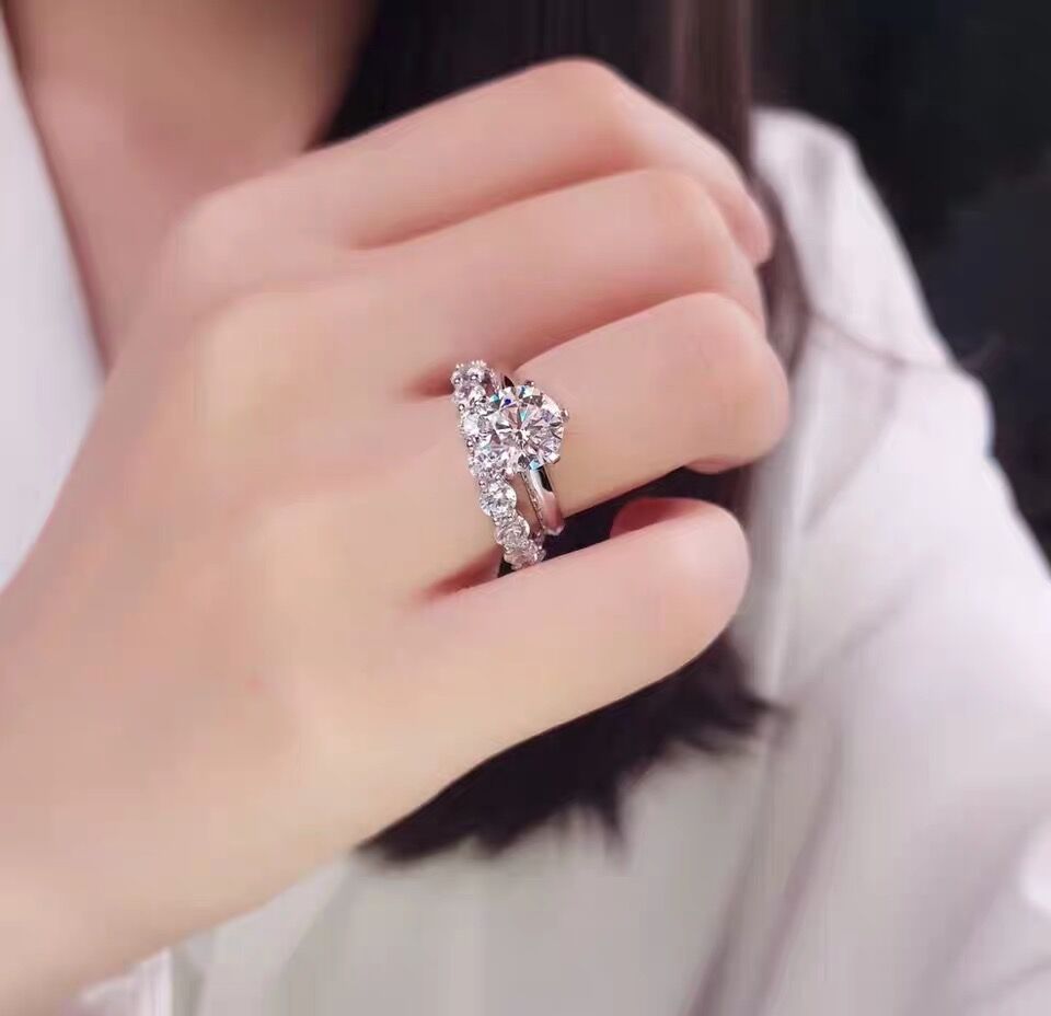 Eternity Lady Promise Ring 925 sterling silver 4mm AAAAA Cz statement Engagement Wedding band rings for women Bridal Jewelry