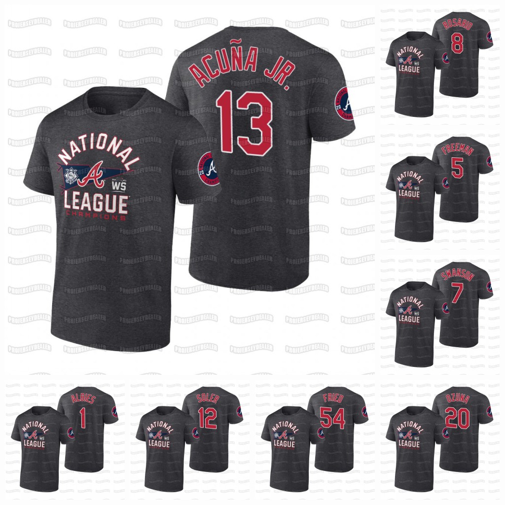 8 Eddie Rosario Charcoal 2021 National League Champions T-Shirt Ronald Acuna Jr. Freddie Freeman Dansby Swanson Marcell Ozuna Joc Pederson Ozzie Albies Austin Riley, Womens s-2xl
8 Eddie Rosario Charcoal 2021 National League Champions T-Shirt Ronald Acuna Jr. Freddie Freeman Dansby Swanson Marcell Ozuna Joc Pederson Ozzie Albies Austin Riley, Womens s-2xl