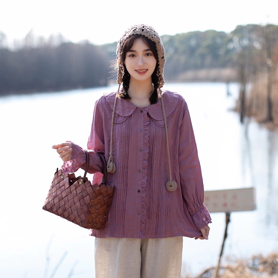 Women's Blouses & Shirts Lamtrip Unique Quality Natural Linen Petal Peter Pan Collar Pleated Delicated Loose Plus Size Shirt Blous, Brown
Women's Blouses & Shirts Lamtrip Unique Quality Natural Linen Petal Peter Pan Collar Pleated Delicated Loose Plus Size Shirt Blous, Brown