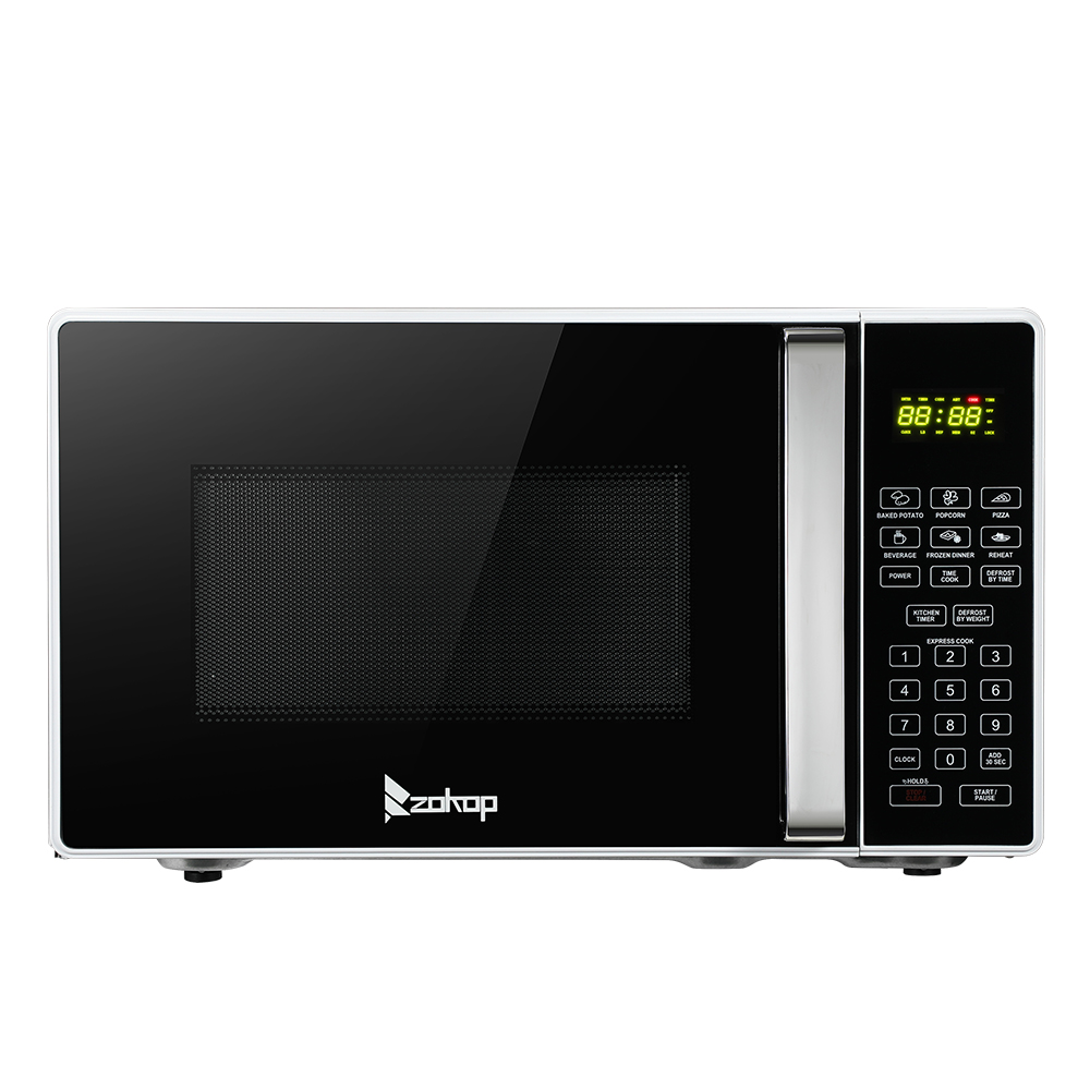 Black White 23L / 0.9cuft Conventional Microwave Oven With Display / Silver Handle