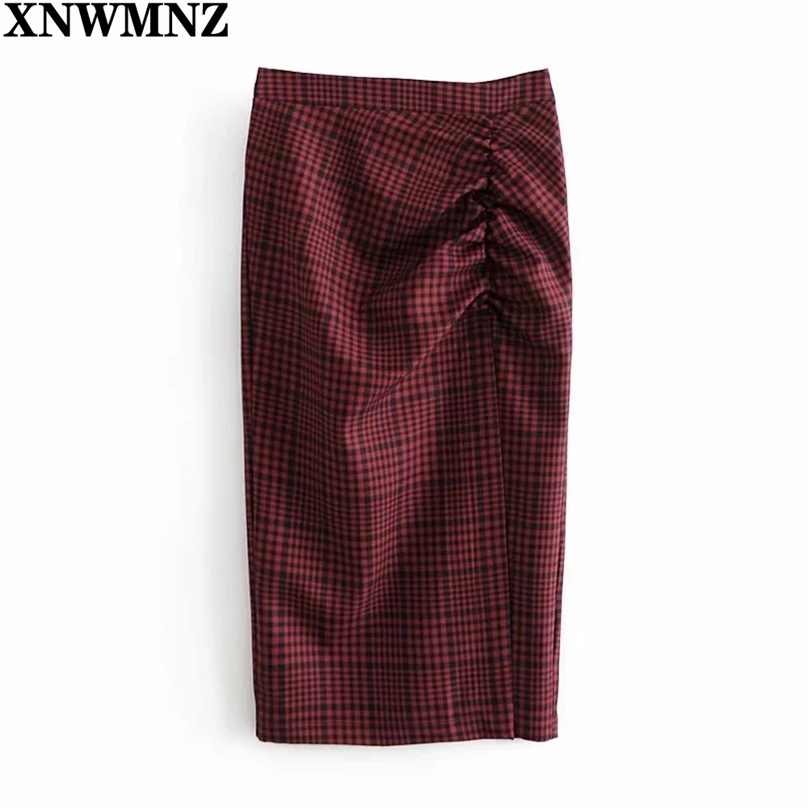 Autumn Winter Vintage Plaid Skirt Women High Waist Package Hip Pencilskirt Fold Effect Front Split long skirts alt 210520, Burgundy 
Autumn Winter Vintage Plaid Skirt Women High Waist Package Hip Pencilskirt Fold Effect Front Split long skirts alt 210520, Burgundy