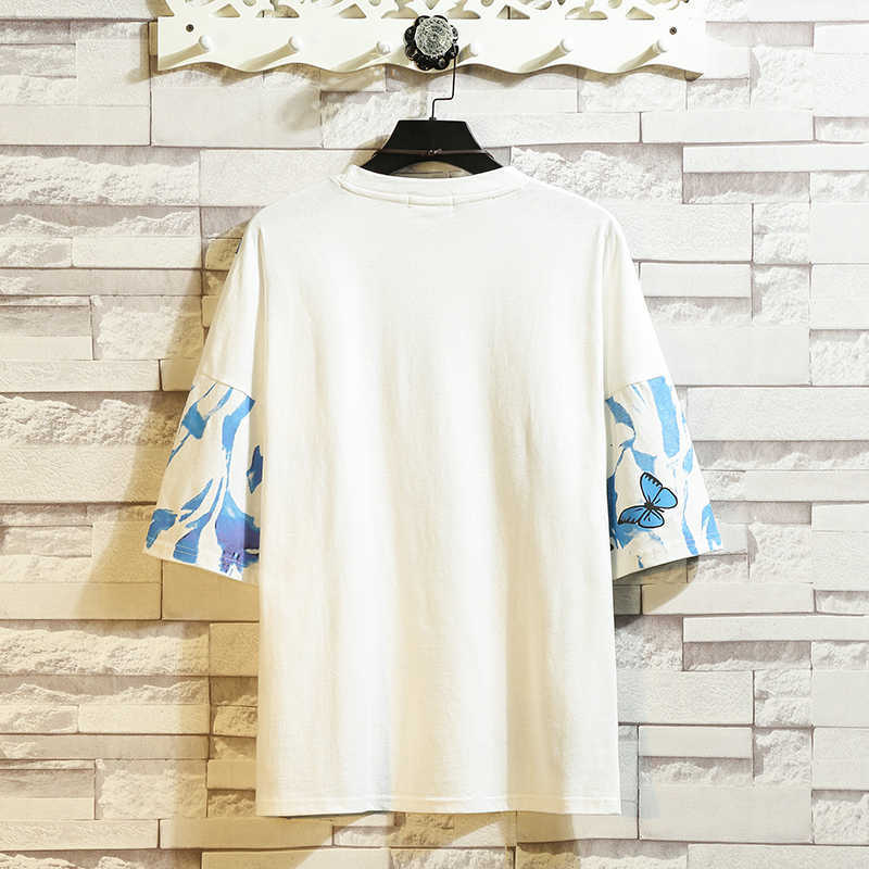 Flame Butterfly Street Fashon T-shirt Men Summer Crew Neck Men's Tshirt Hip Hop Tee Shirts 210623