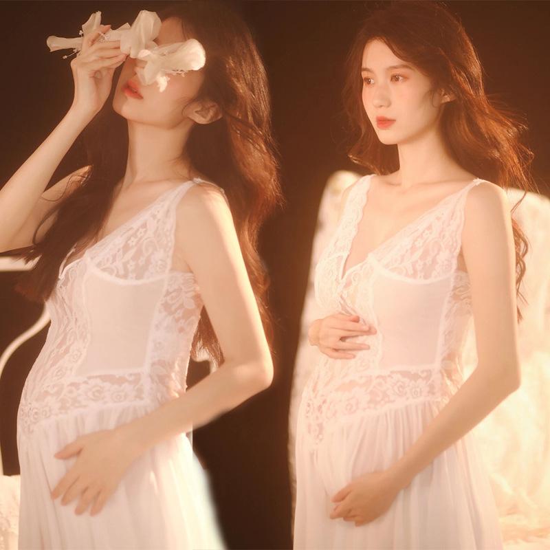 Maternity Dresses Dvotinst Women Pography Props Lace Perspective V-neck Sleeveless Pregnancy Dress Studio Shoot Po Clothes, White
Maternity Dresses Dvotinst Women Pography Props Lace Perspective V-neck Sleeveless Pregnancy Dress Studio Shoot Po Clothes, White