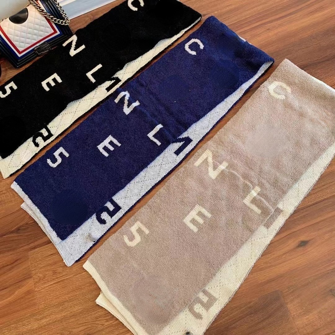 Classic Scarves Design Cashmere Knit Scarf for Women Men Scarves C Letter Pattern Pashminas Shawls
