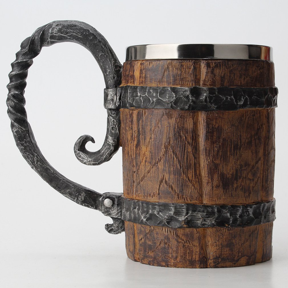 Original Viking Drinks Mok Sealed Simulation Log Double Rvs Mok Tox Home Cup Wood Colour