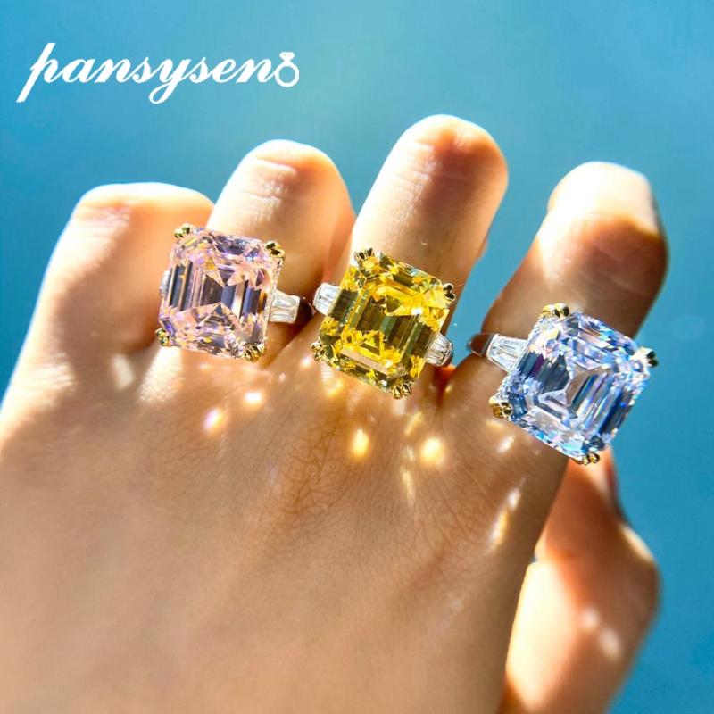 Cluster Rings PANSYSEN Luxury 100% 925 Sterling Silver Created Moissanite Sapphire Big Gemstone Engagement Ring White Gold Color Fine Jewelr, Golden;silver 
Cluster Rings PANSYSEN Luxury 100% 925 Sterling Silver Created Moissanite Sapphire Big Gemstone Engagement Ring White Gold Color Fine Jewelr, Golden;silver