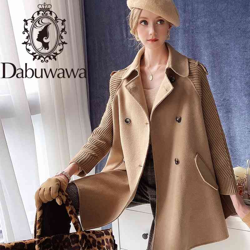 Dabuwawa Elegant Cloak Wool Blend Coat Women Knit Sleeve Double Breasted Loose Fit Outfits Coats Female Autumn Winter DT1DLN012 210520, Camel
Dabuwawa Elegant Cloak Wool Blend Coat Women Knit Sleeve Double Breasted Loose Fit Outfits Coats Female Autumn Winter DT1DLN012 210520, Camel
