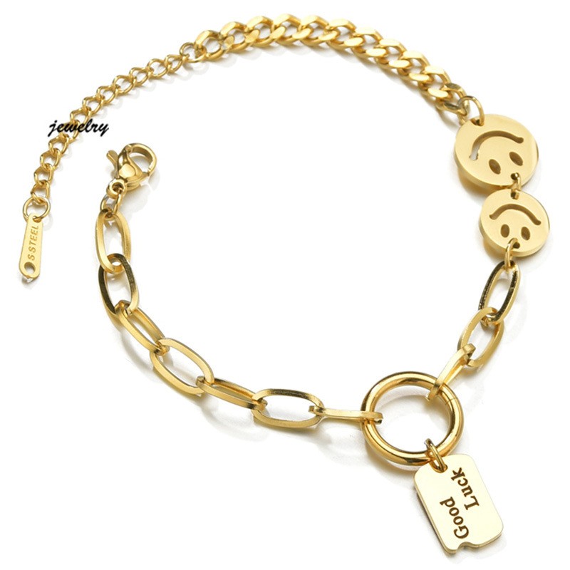 Classic Retro Style Stainless Steel Chain Round Smile Face Good Lucky Charm Bracelet Jewelry for Women Men Couples Gift
Classic Retro Style Stainless Steel Chain Round Smile Face Good Lucky Charm Bracelet Jewelry for Women Men Couples Gift