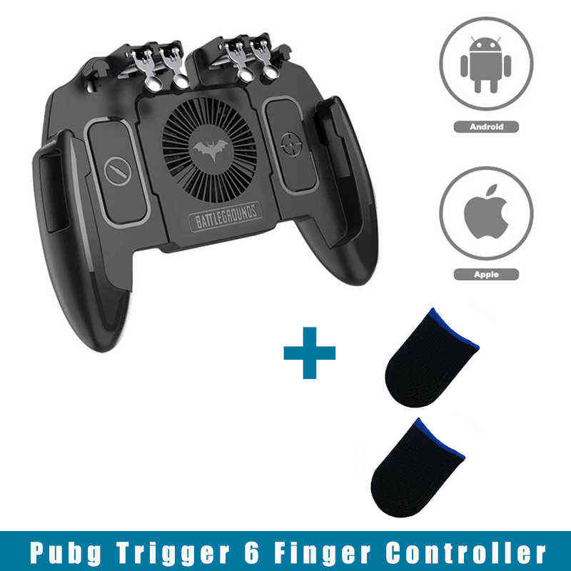 Pubg Trigger 6 Finger Game Controller For Cellphone Android Ios Joystick Play Free Fire L1R1 Shooter Mobile Gamepad Cooling Fan H1126
Pubg Trigger 6 Finger Game Controller For Cellphone Android Ios Joystick Play Free Fire L1R1 Shooter Mobile Gamepad Cooling Fan H1126
