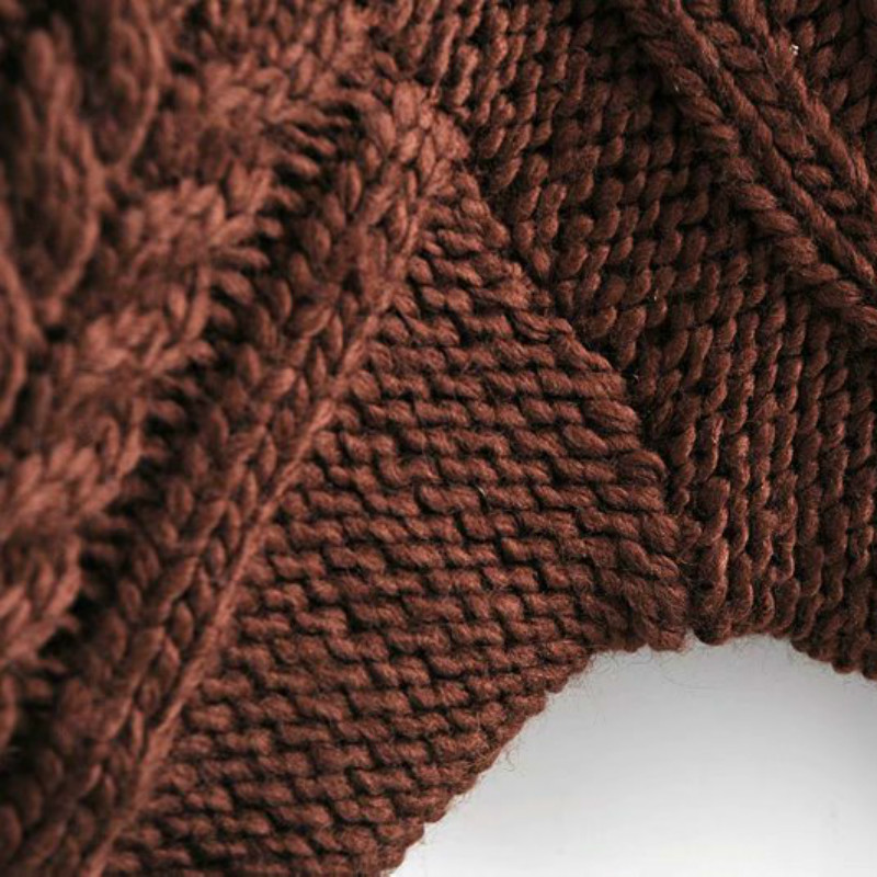 Vintage Woman Loose Burgundy Mock Neck Crochet Sweater Winter Fashion Ladies Thick Tops Female Casual Warm Knitwear 210515