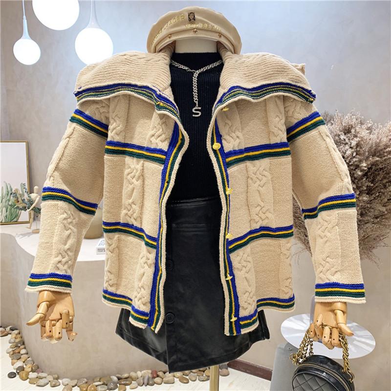 Women's Knits & Tees Niche Design Women Clothing 2021 Autumn Large Lapel Striped Sweater Version Lazy Style Loose Vintage Knitted Cardigan, Apricot
Women's Knits & Tees Niche Design Women Clothing 2021 Autumn Large Lapel Striped Sweater Version Lazy Style Loose Vintage Knitted Cardigan, Apricot