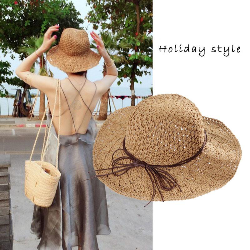 Wide Brim Hats Hand-Woven Straw Hat Ladies Summer Travel Vacation Sun Shade Sunscreen Beach Foldable Wild Bow, Blue;gray
Wide Brim Hats Hand-Woven Straw Hat Ladies Summer Travel Vacation Sun Shade Sunscreen Beach Foldable Wild Bow, Blue;gray