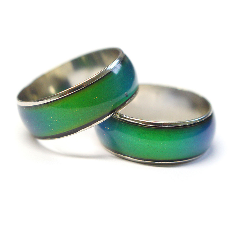 100pcs mixed size 4mm 16 17 18 19 20 fashion mood ring changing colors stainless steel rings with box