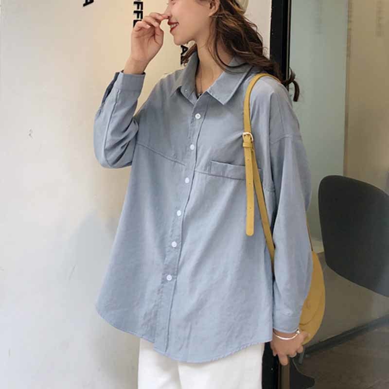 Turn-down Collar Minimalist Loose White Shirts Solid Female Shirt Tops Women Spring Splicing Cardigan Blouses Blusas 11890 210508
