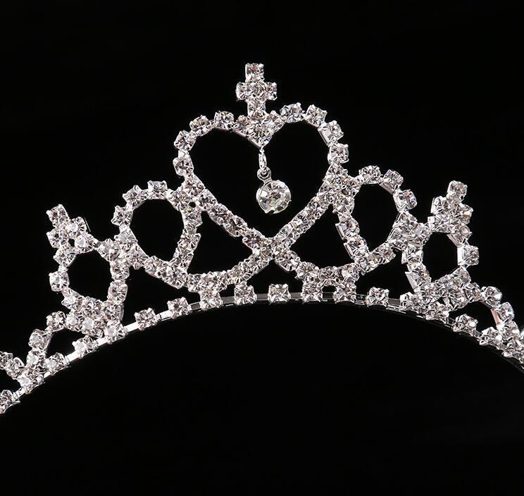 Fashion Wedding Party Princess Crown Rhinestone Hair Accessories For Girls Children Tiara Crown Silver Color Hair Jewelry gift