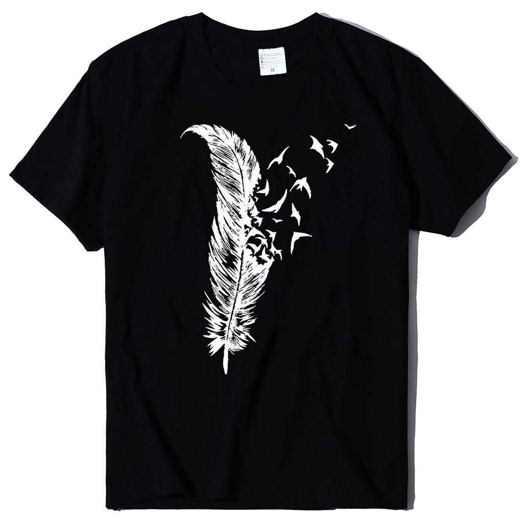 summer feather print pattern loose large short sve urban casual crew neck t-shirt trend pullover sweatshirt, White
summer feather print pattern loose large short sve urban casual crew neck t-shirt trend pullover sweatshirt, White