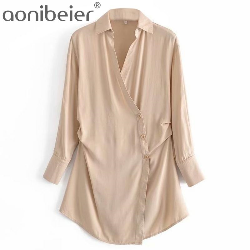 Female Sim Long Shirts Summer Fashion Asymmetric Design Three Quarter Sleeve Draped V Neck Women Casual Blouses Khaki 210604, Kh
Female Sim Long Shirts Summer Fashion Asymmetric Design Three Quarter Sleeve Draped V Neck Women Casual Blouses Khaki 210604, Kh