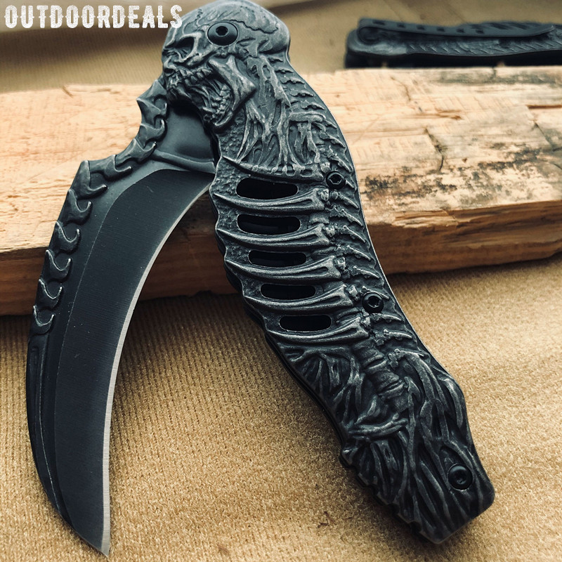 Grim Reaper Caribbean Style Karambit High Quality Skull Death 3D Engrave Claw Blade Jungle Tactical Survival Hunting Knives Gift
Grim Reaper Caribbean Style Karambit High Quality Skull Death 3D Engrave Claw Blade Jungle Tactical Survival Hunting Knives Gift