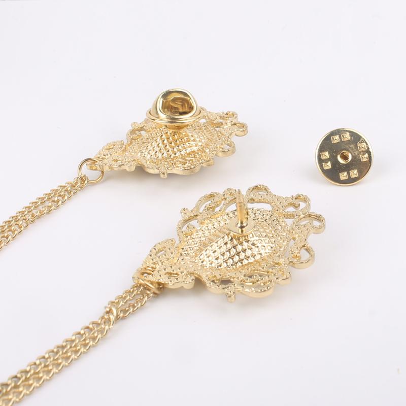 Pins, Brooches Fashion Gold Tie Clip For Men Classic Meter Copper Bar Golden Collar Pin Crystal Business Suit Pins