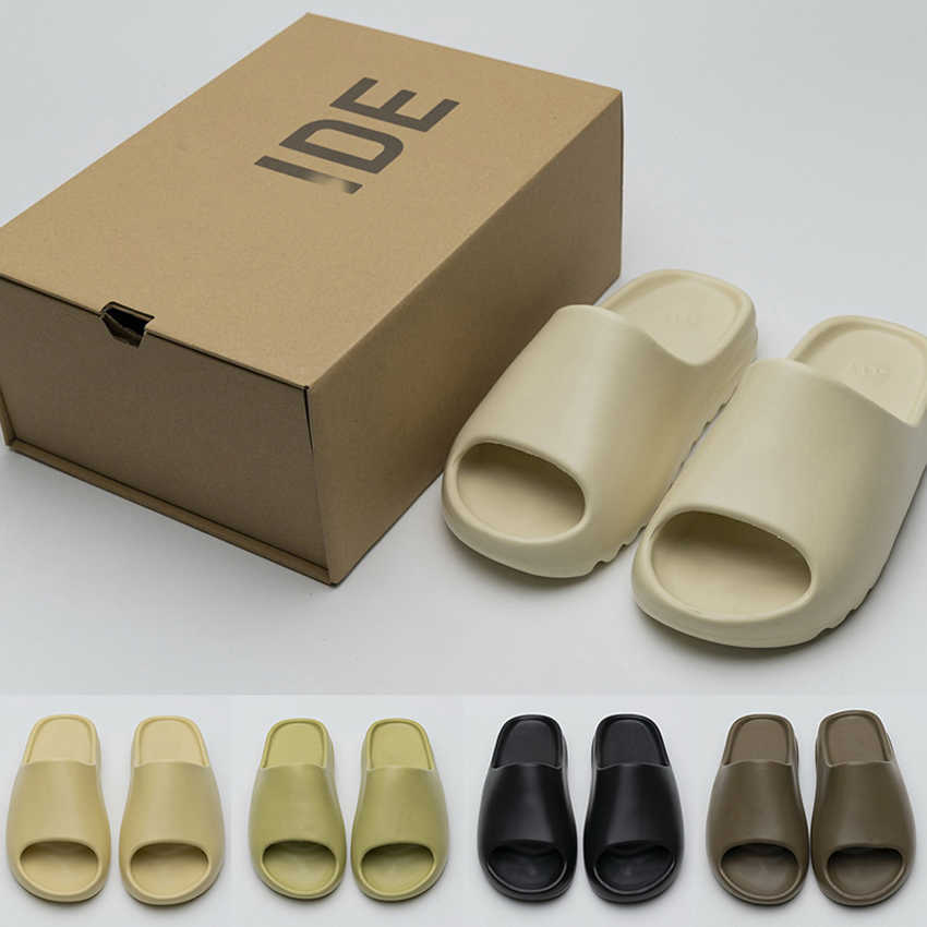 2021 Hot Kanye West Slides Foam Slippers Runner Desert Sand Triple Black Bone White Resin Slide Sandal Mens Slipper With Shoebox от DHgate WW