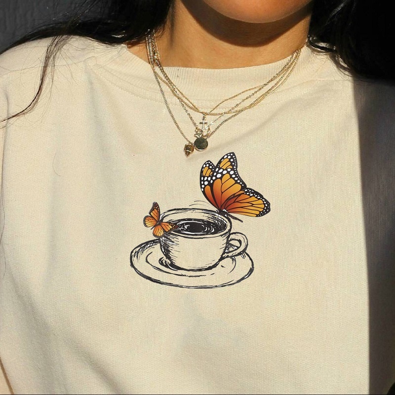 Butterfly And Cup Of Coffee Graphic Tee Summer Fashion 100% Cotton Street Style Art Drawing Kawaii Cute Women Tee T-Shirt 210518, White
Butterfly And Cup Of Coffee Graphic Tee Summer Fashion 100% Cotton Street Style Art Drawing Kawaii Cute Women Tee T-Shirt 210518, White