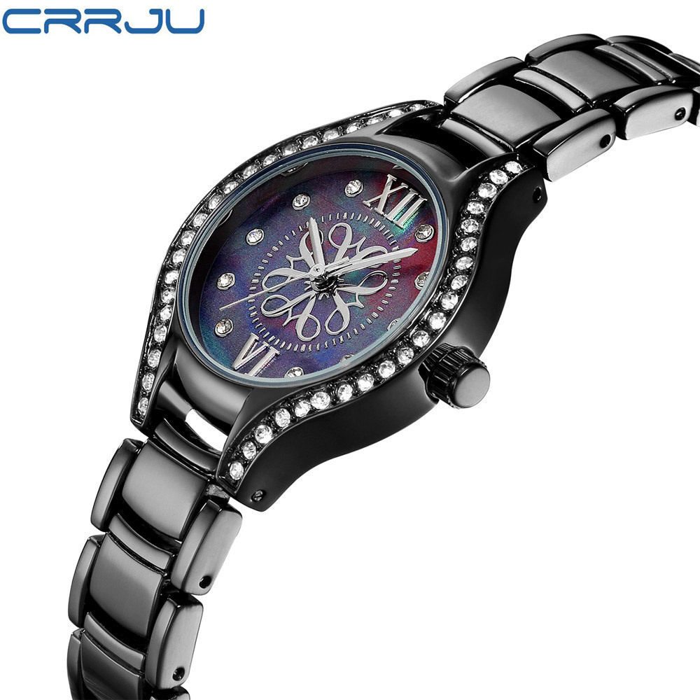 CRRJU Women Crystal Diamond Black Dial Fashion Watches Silm Greek numerals Luxury Fashion Ladies WristWatches Brand Female Clock 210517, Golden 
CRRJU Women Crystal Diamond Black Dial Fashion Watches Silm Greek numerals Luxury Fashion Ladies WristWatches Brand Female Clock 210517, Golden