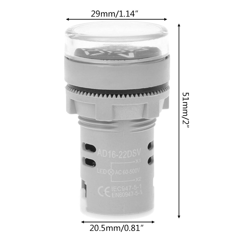 OOTDTY AC 60-500V 22mm Digital Voltage Gauge Monitor Signal Lights Indicator