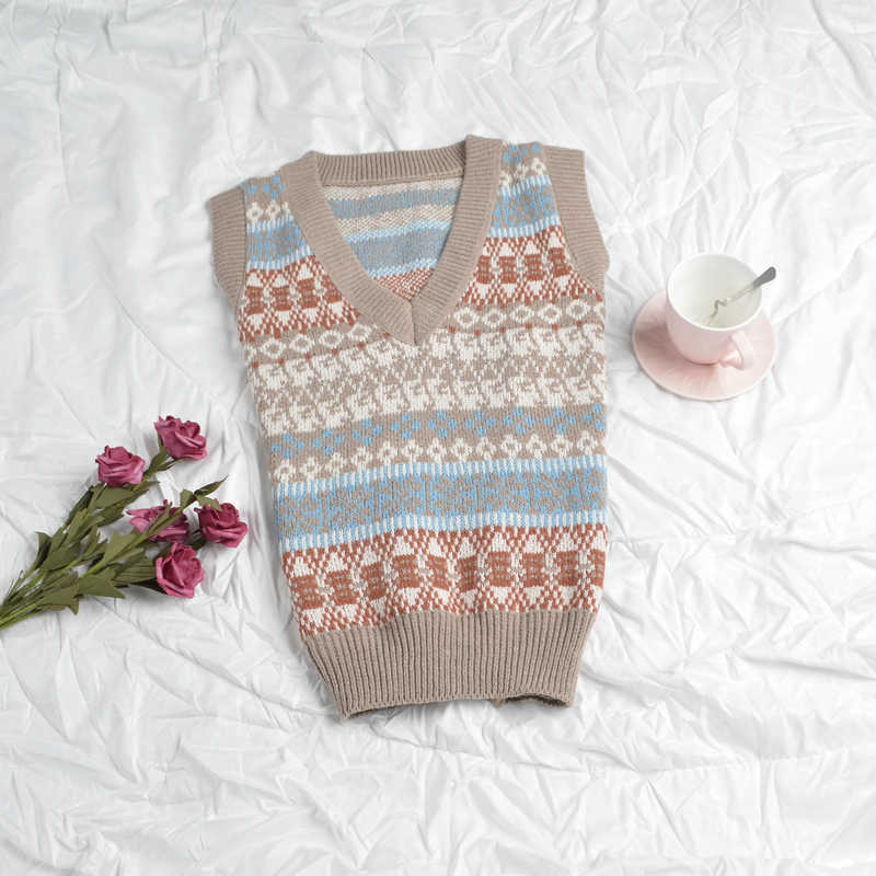 Spring Autumn Wool Sweater Vest Women V-Neck Knitted Vest Female casual tank tops Sleeveless knit pullovers 210702