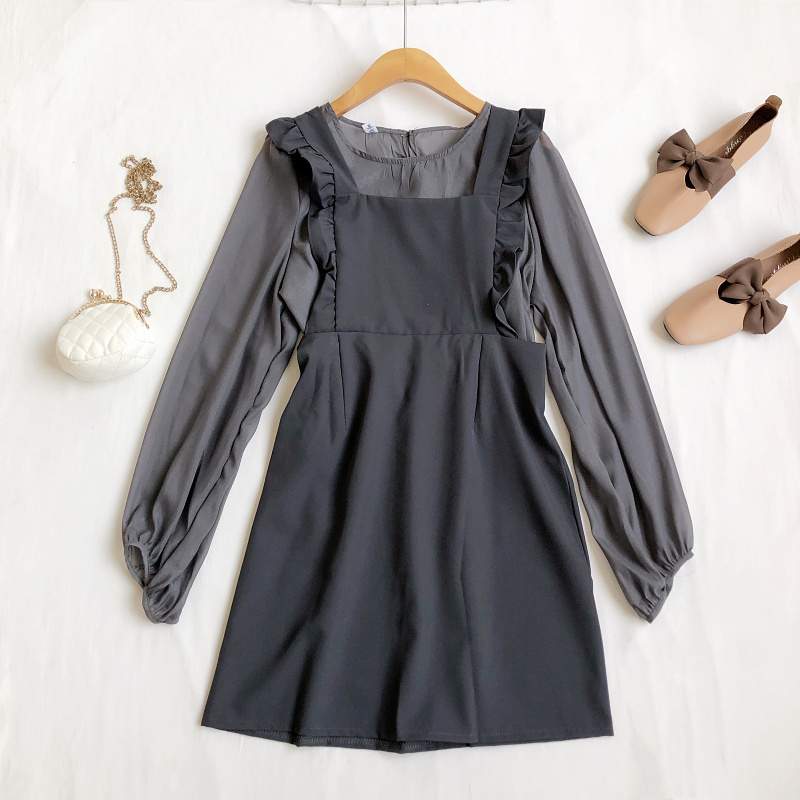 Kimutomo Spring Girls Suit Japanese Preppy Style Cute Gentle Suspender Dress + Long Sleeve Shirt Two-piece Woman 210521