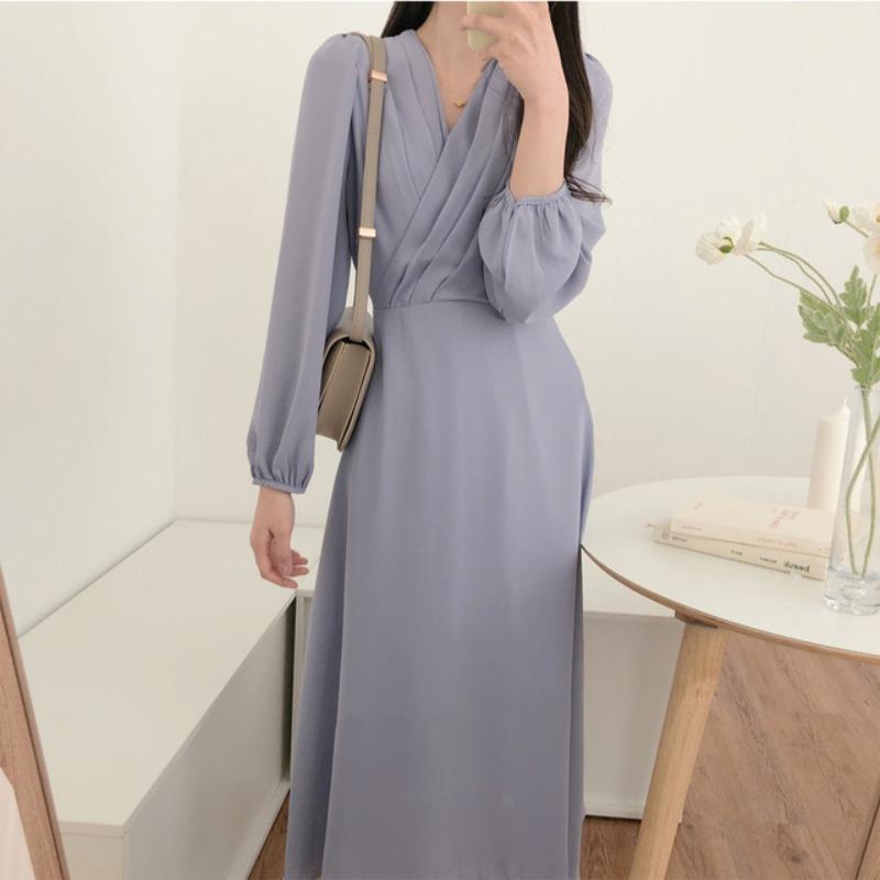 Casual Dresses Vestido Feminino Autumn Elegant Temperament Slim A Line V Neck Long Sleeve Chiffon Dress Women Lace Up Waist Pleated Wild Kor, Black;gray
Casual Dresses Vestido Feminino Autumn Elegant Temperament Slim A Line V Neck Long Sleeve Chiffon Dress Women Lace Up Waist Pleated Wild Kor, Black;gray