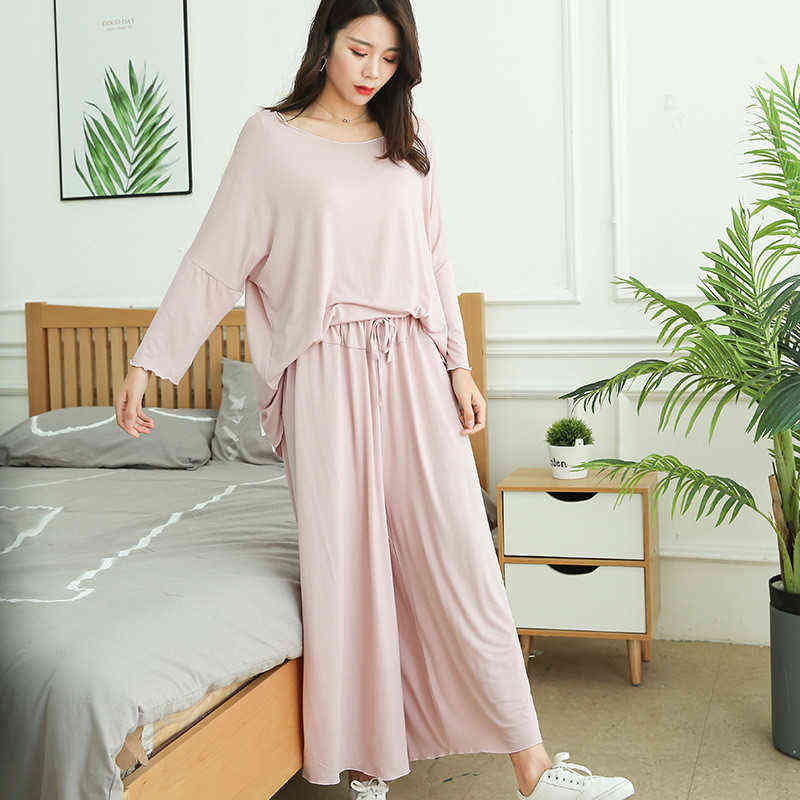 100kg 3XL Plus Size Women's Modal Homewear Summer Female Pajamas Ladies Atoff Home Modal 2Pieces Set Sleepwear Pajamas for Women 211109