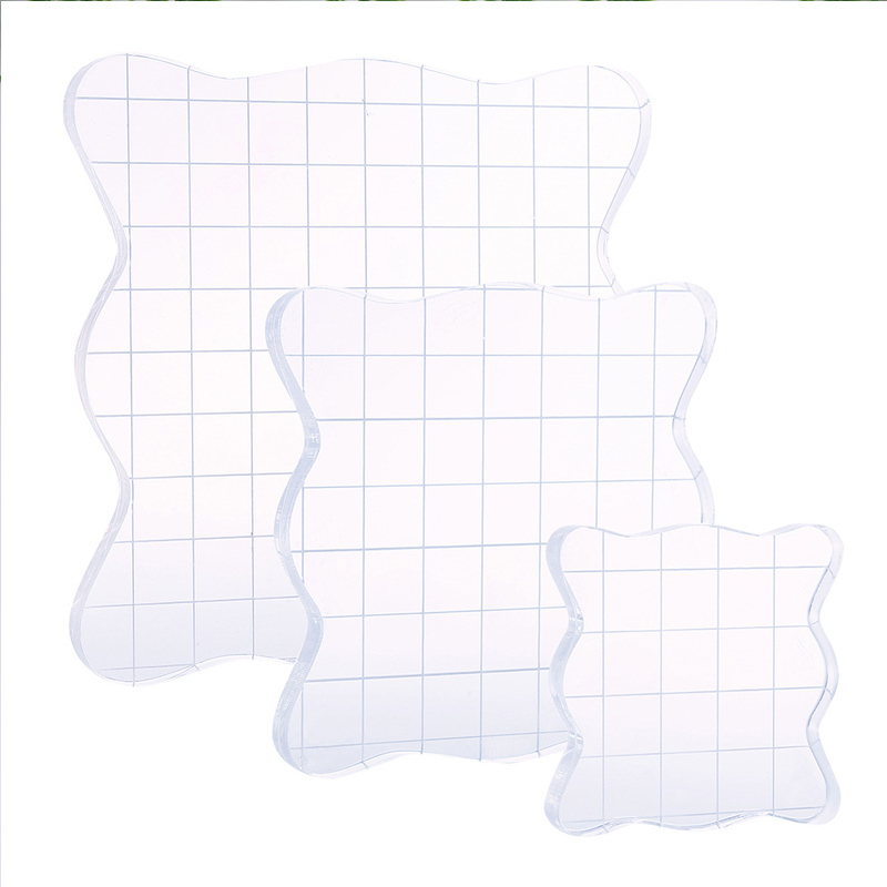 Rubber Stamp Transparent DIY Scrapbook Curved Skid Edge Acrylic Block Organic Glass Card Making Photo Album Decor