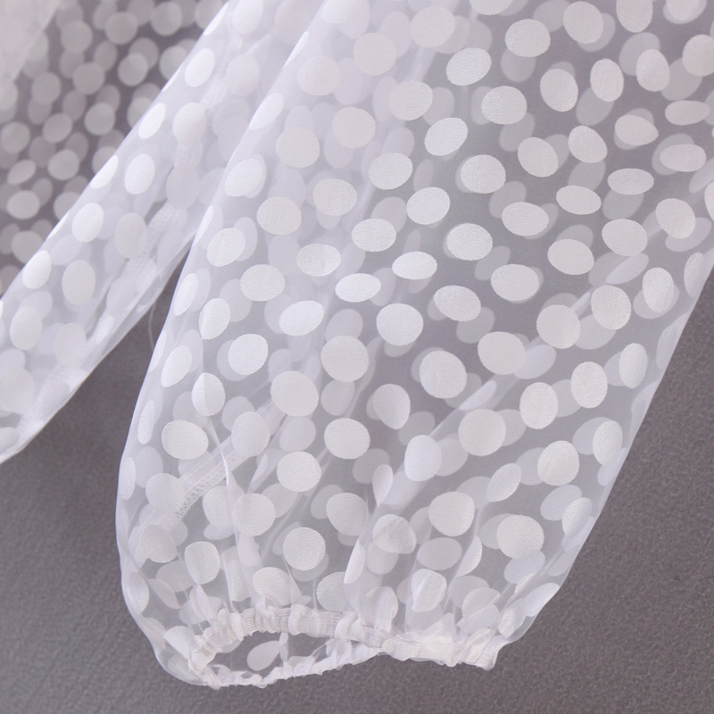 Stylish Sexy Transparent Dot Printed Blouses Women Fashion V Neck Shirts Elegant Ladies Buttons Puff Sleeve Tops 210520