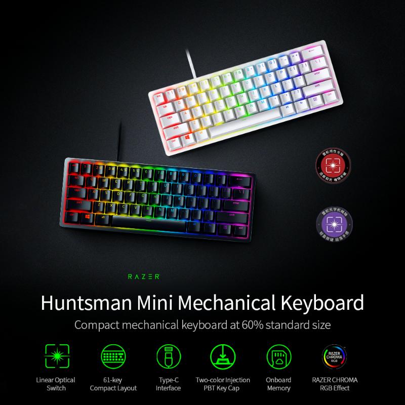 Keyboards Razer Huntsman Mini Gaming Mechanical Keyboard Clicky Optical/Linear Switch 61 Keys Wired RGB For PC Gamer Balck/Silver
Keyboards Razer Huntsman Mini Gaming Mechanical Keyboard Clicky Optical/Linear Switch 61 Keys Wired RGB For PC Gamer Balck/Silver